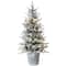 4.5ft. Pre-Lit Flocked Alpine Fir Entrance Tree In Gray Pot, Clear LED Lights
